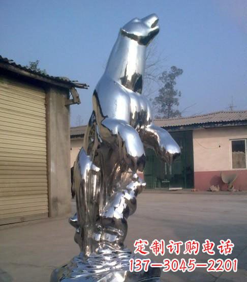 菏泽公园不锈钢抽象北极熊动物雕塑