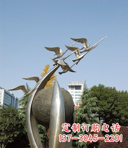 菏泽唯美 大雁不锈钢雕塑