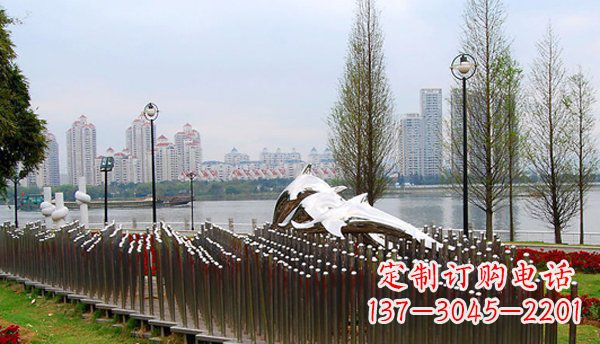 菏泽动物主题不锈钢海豚雕塑
