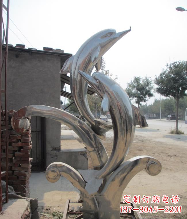 菏泽倾情展示——室外可靠不锈钢海豚雕塑