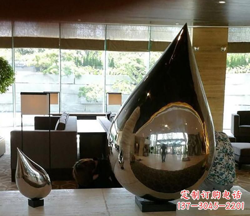 菏泽公园不锈钢水滴球景观雕塑