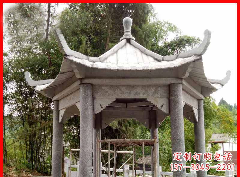菏泽复古公园石凉亭雕塑