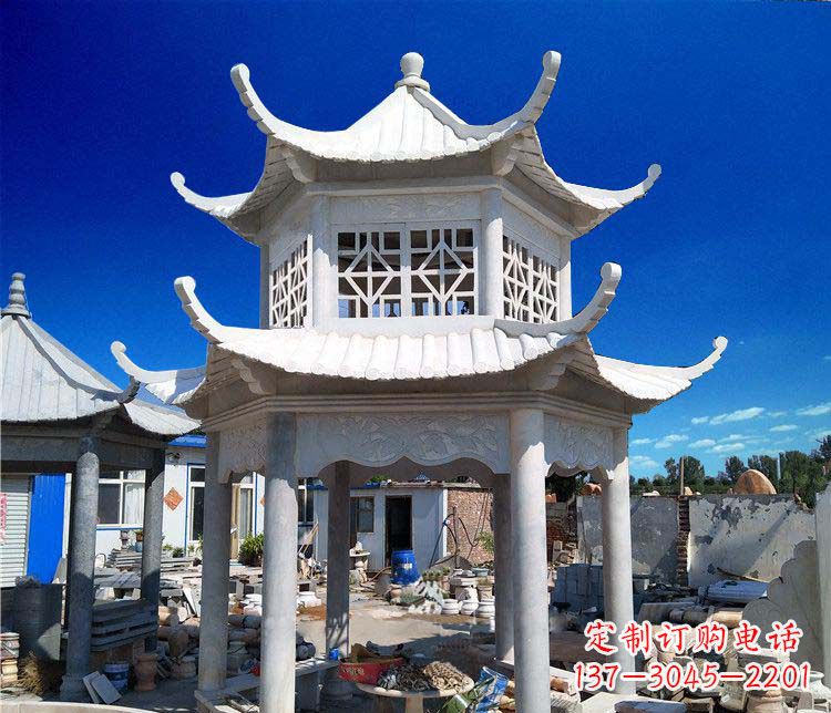 菏泽大理石双层凉亭雕塑