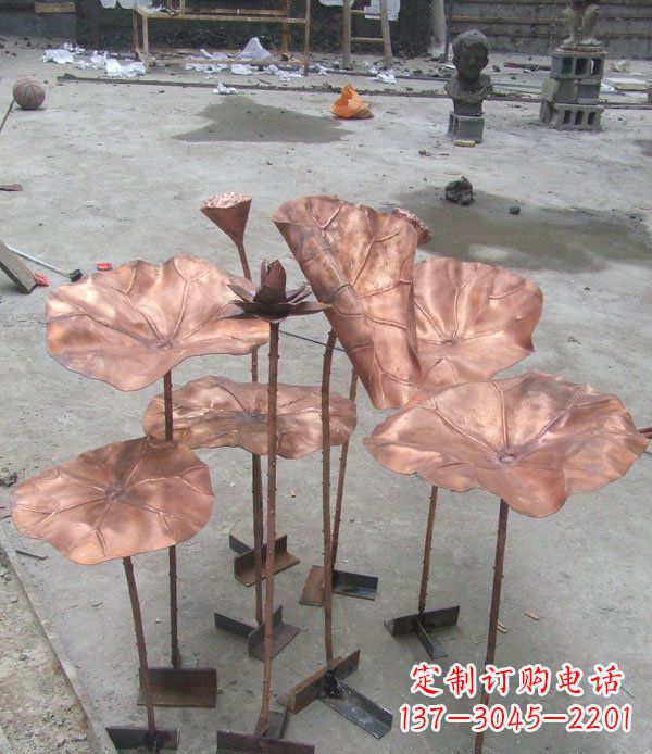 菏泽中领雕塑荷花锻铜雕塑