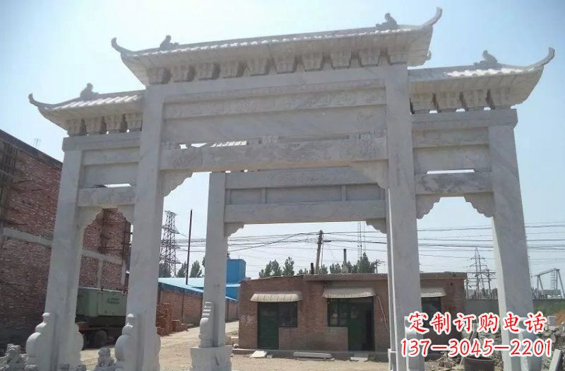 菏泽牌坊石雕 – 三门牌坊石雕，极具风格的艺术品