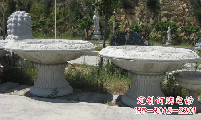 菏泽公园景观大理石花盆雕塑