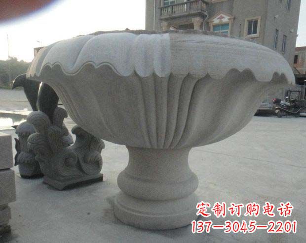 菏泽公园景观大理石花盆石雕 (3)