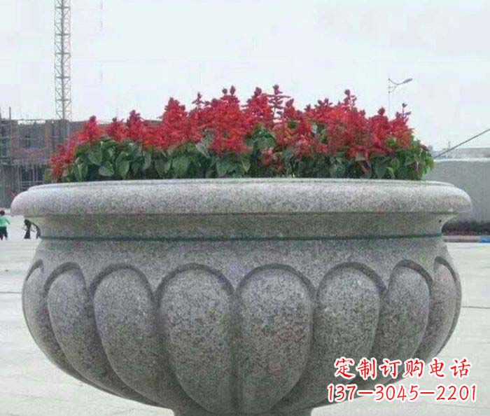 菏泽公园景观大理石花盆石雕 (5)