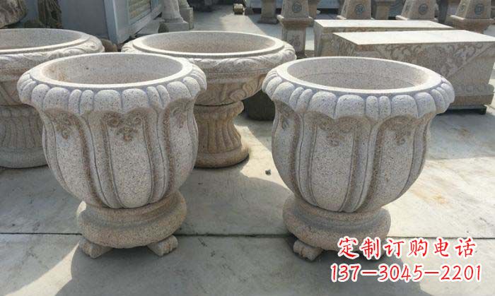 菏泽公园景观大理石花盆石雕 (4)