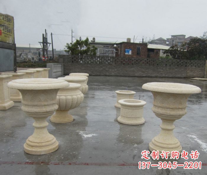 菏泽公园景观大理石花盆石雕 (8)