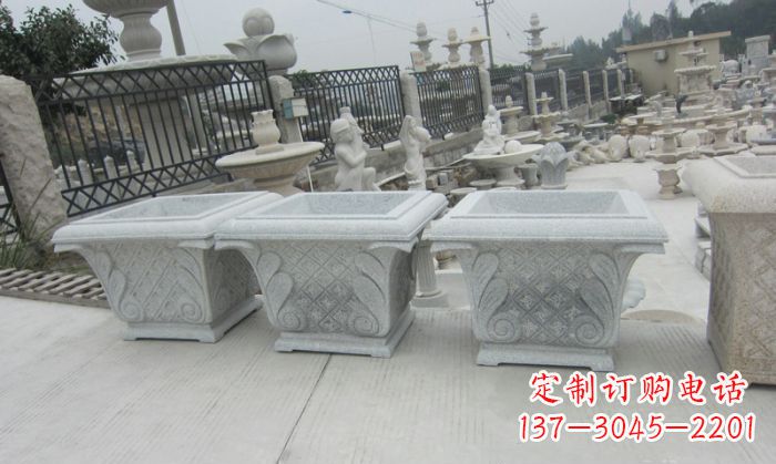 菏泽公园景观大理石花盆石雕 (10)