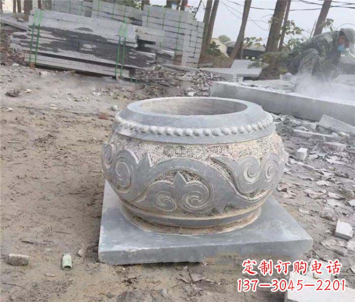 菏泽古典风格的仿古石水缸雕塑