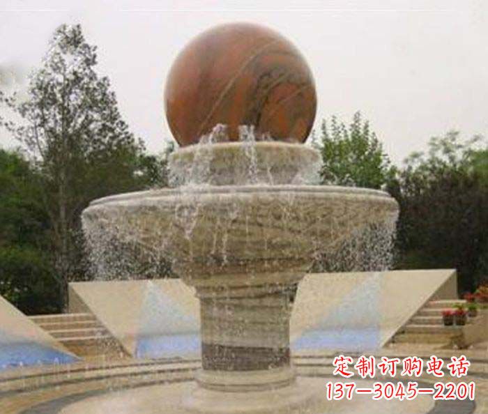 菏泽公园景观风水球喷泉石雕 (2)
