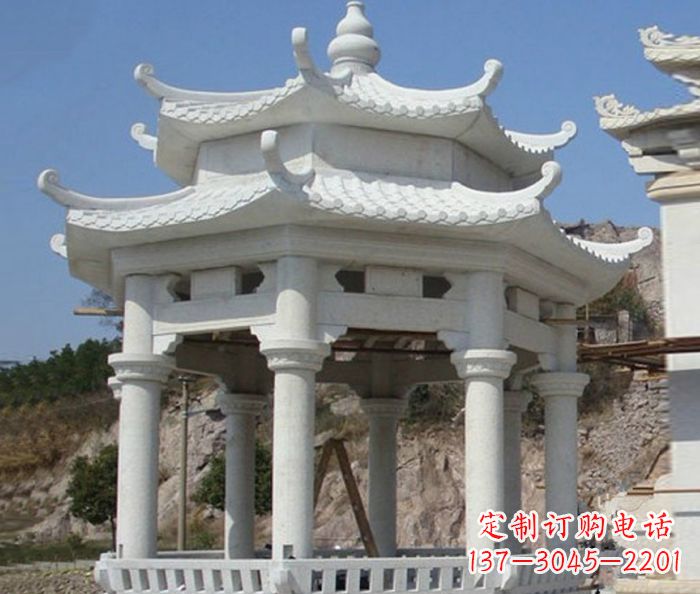 菏泽公园景观汉白玉石雕凉亭
