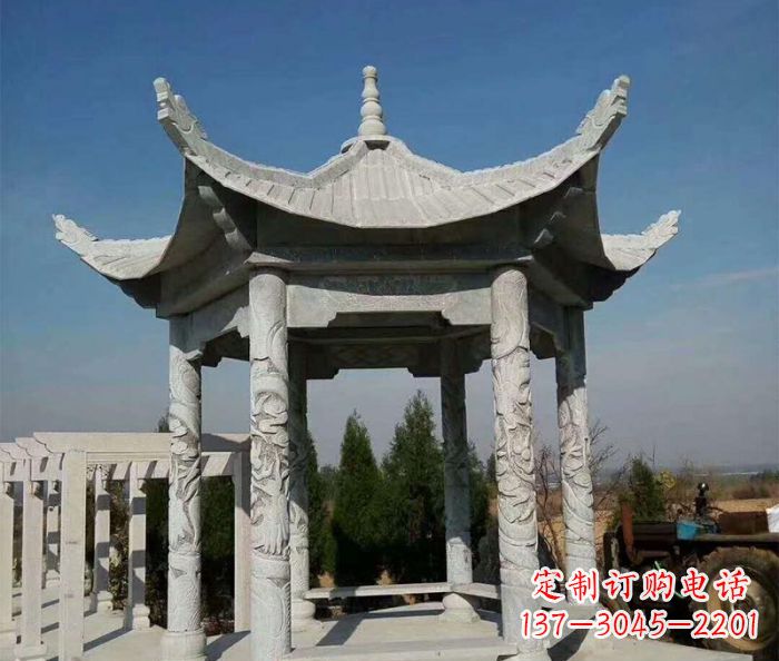菏泽公园景观六角凉亭石雕
