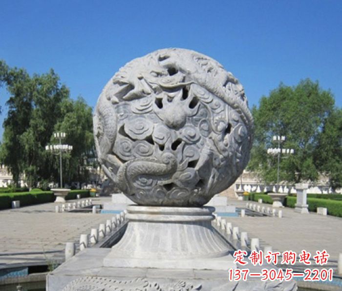 菏泽公园景观龙浮雕球喷泉石雕