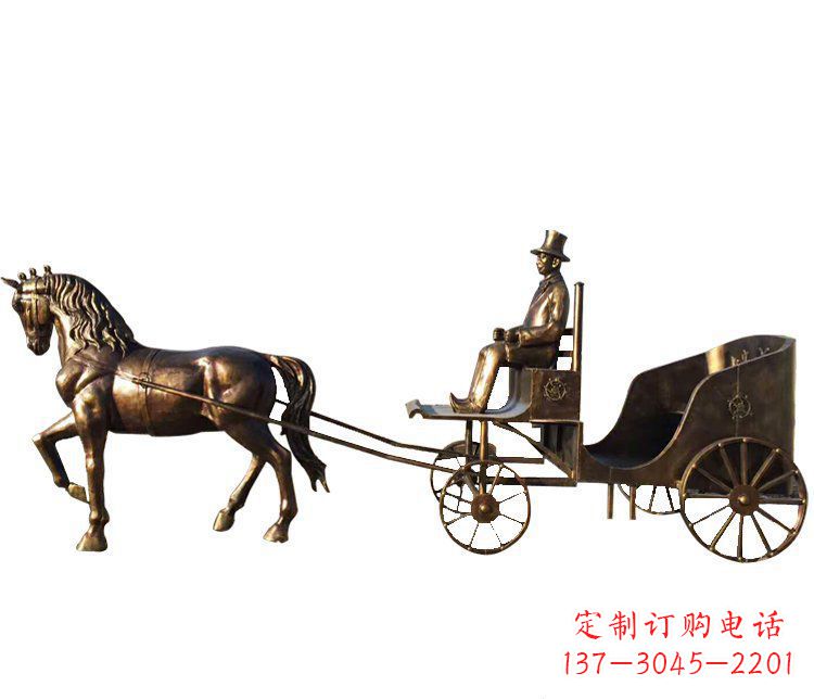 菏泽马车玻璃钢仿铜雕塑