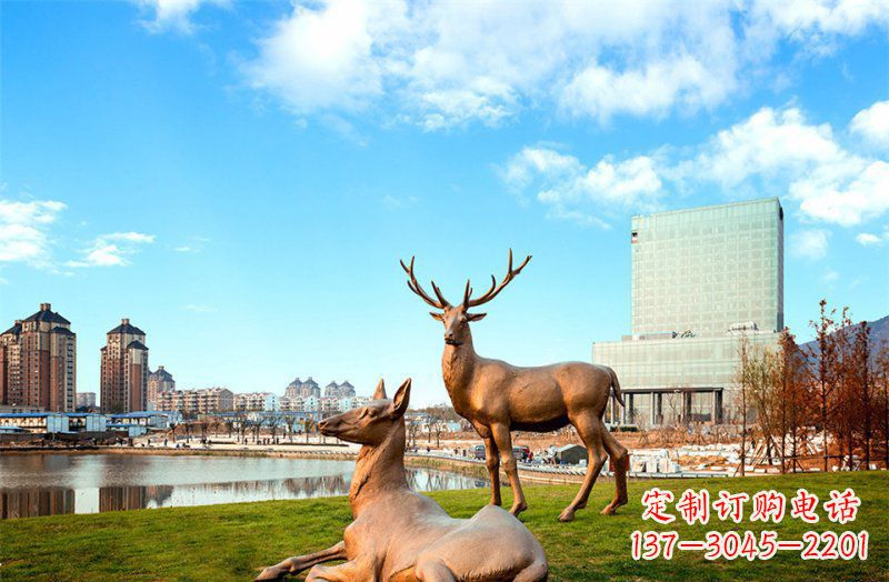 菏泽公园羚羊动物铜雕 (2)