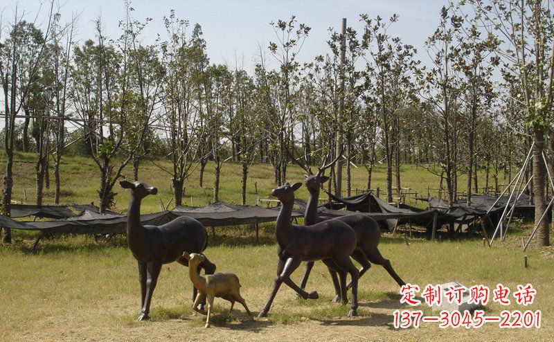 菏泽优雅雕塑-梅花鹿铜雕