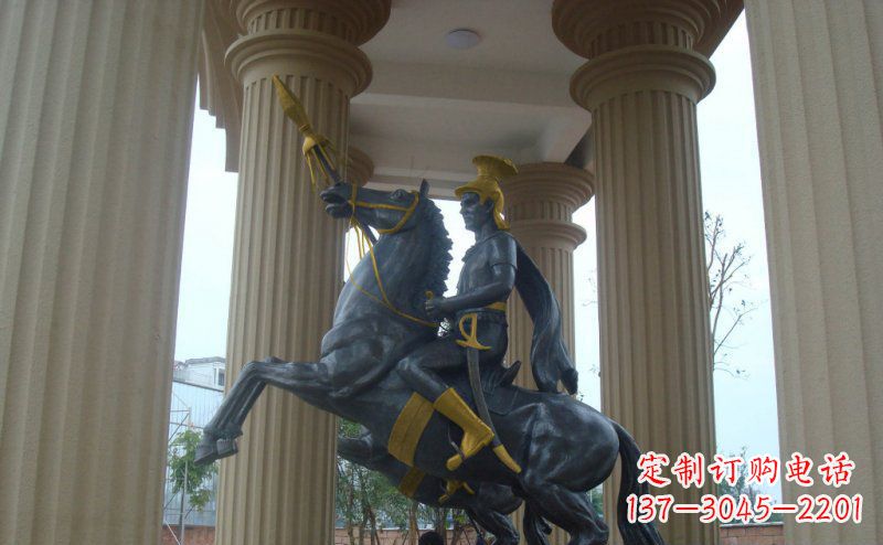 菏泽公园骑马的罗马士兵人物铜雕