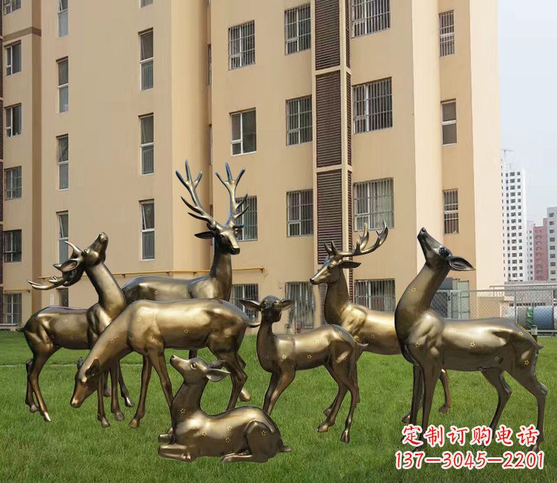 菏泽公园铜雕梅花鹿