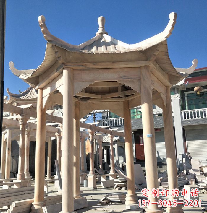 菏泽公园晚霞红凉亭雕塑