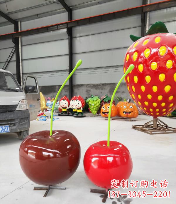 菏泽领雕塑玻璃钢仿真樱桃水果雕塑