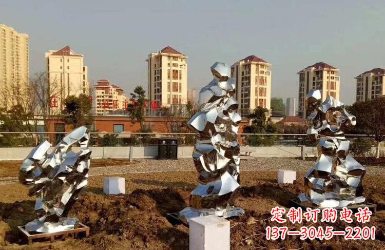 菏泽公园小区不锈钢太湖石雕塑