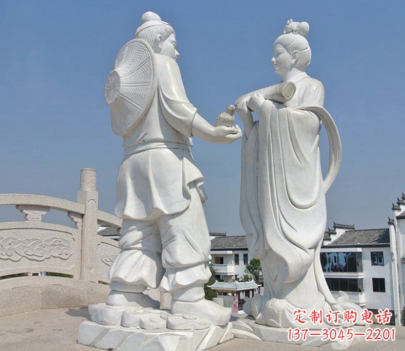 菏泽古代人物牛郎织女石雕