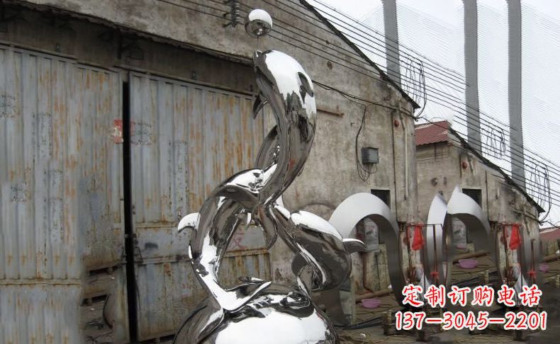 菏泽广场不锈钢海豚雕塑