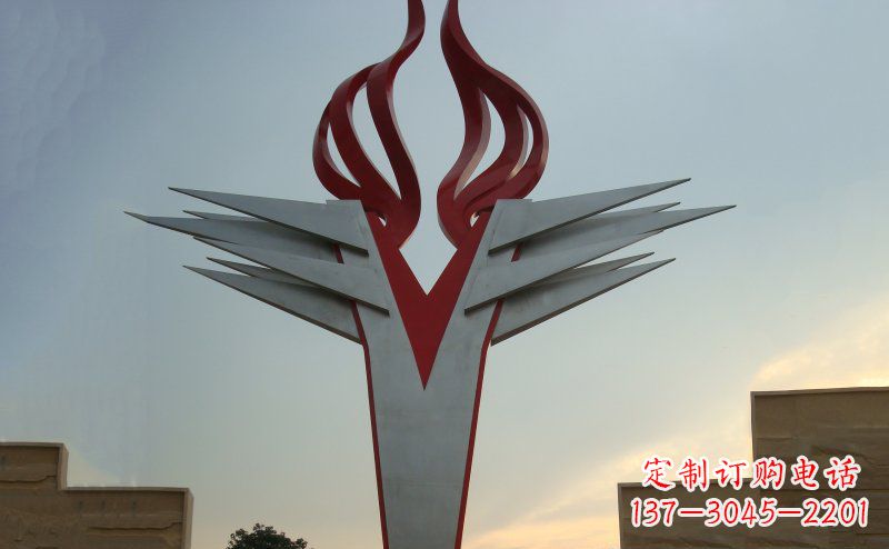 菏泽广场火炬不锈钢雕塑_1