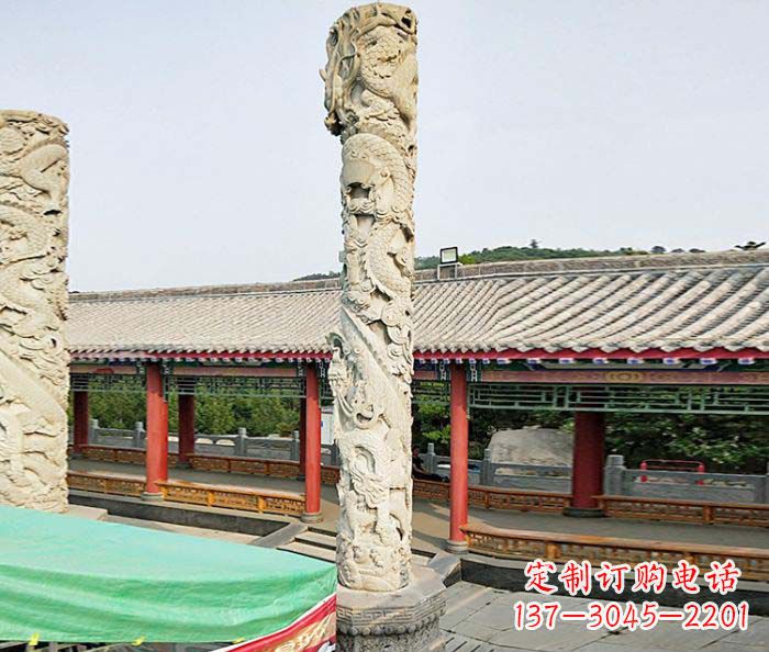 菏泽雕刻精致的大理石龙柱石雕