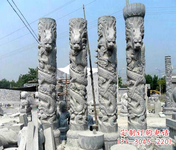 菏泽浩大神秘的龙柱石雕