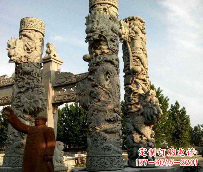 菏泽中领雕塑推出的震撼龙柱大理石雕,是一种典…