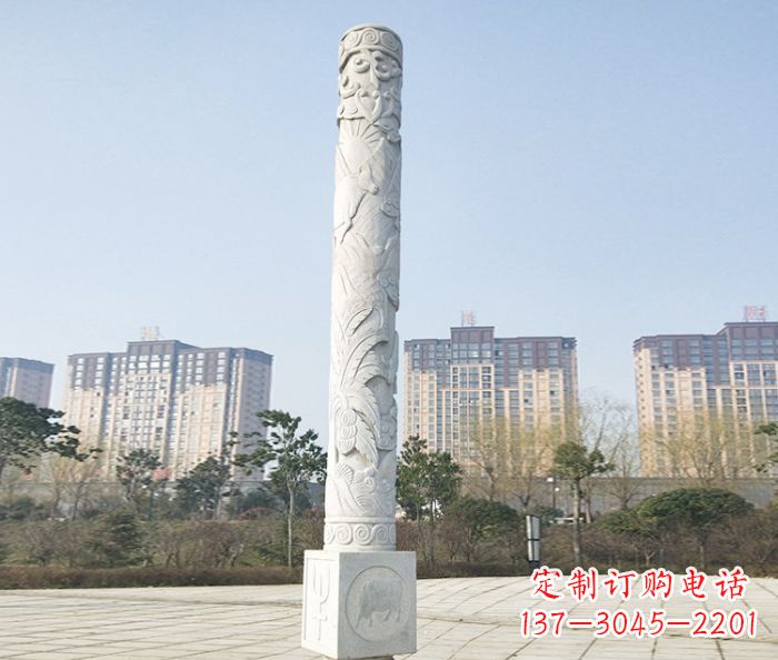 菏泽真实而细腻的大理石龙柱石雕
