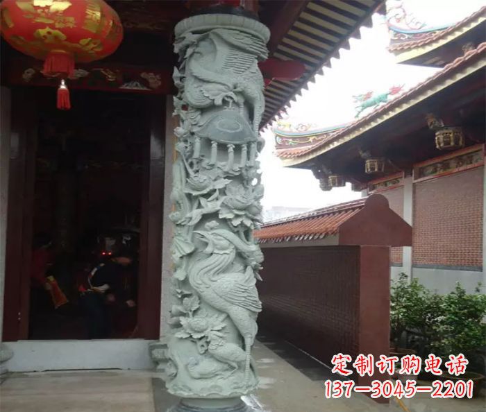 菏泽大理石龙柱雕塑,为室内景观带来活力