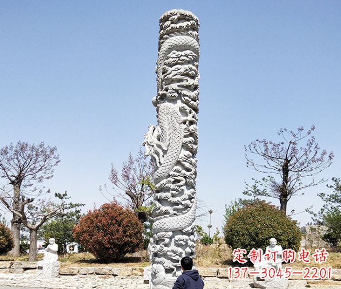 菏泽广场景观大理石盘龙柱石雕