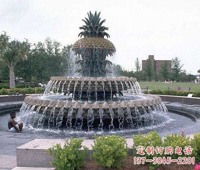 菏泽广场景观大型菠萝喷泉石雕