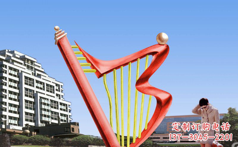 菏泽广场竖琴不锈钢雕塑