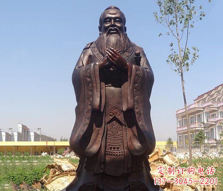 菏泽广场校园历史孔子人物铜雕像