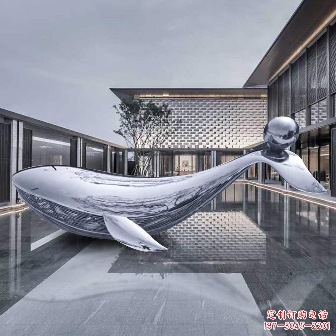 菏泽海豚不锈钢镜面雕塑,公园园林大型动物景观