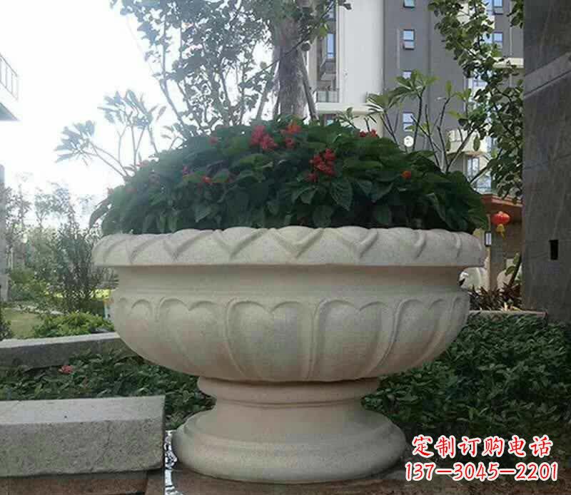 菏泽汉白玉花盆雕塑