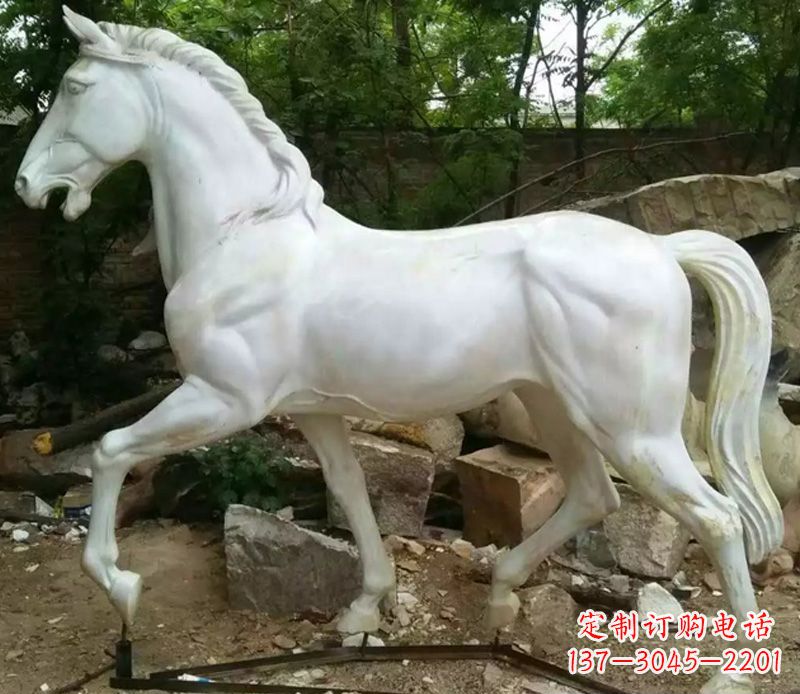 菏泽汉白玉马动物石雕