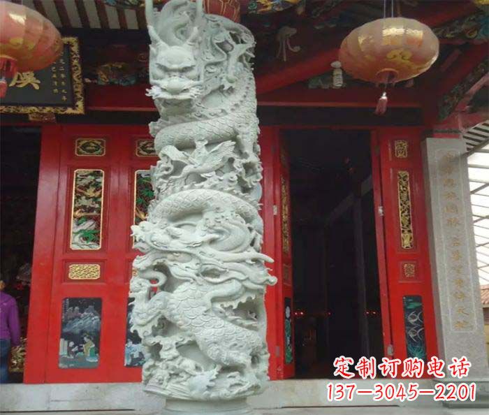 菏泽精美的大理石龙柱雕塑