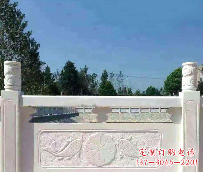 菏泽精美汉白玉石浮雕栏板