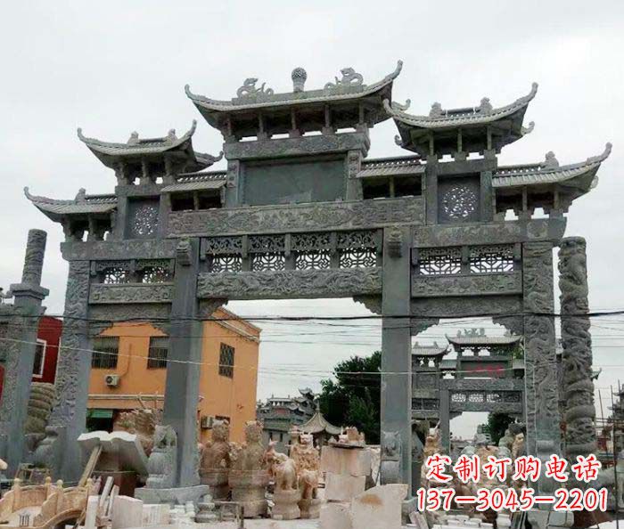 菏泽石雕牌坊，精致雕塑让你完美点缀