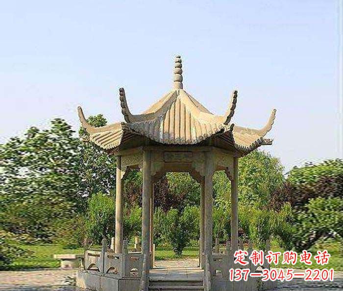 菏泽六角石雕凉亭 (6)