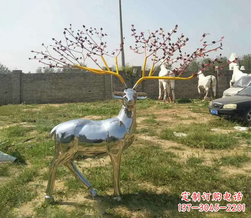 菏泽梅花鹿镜面不锈钢雕塑