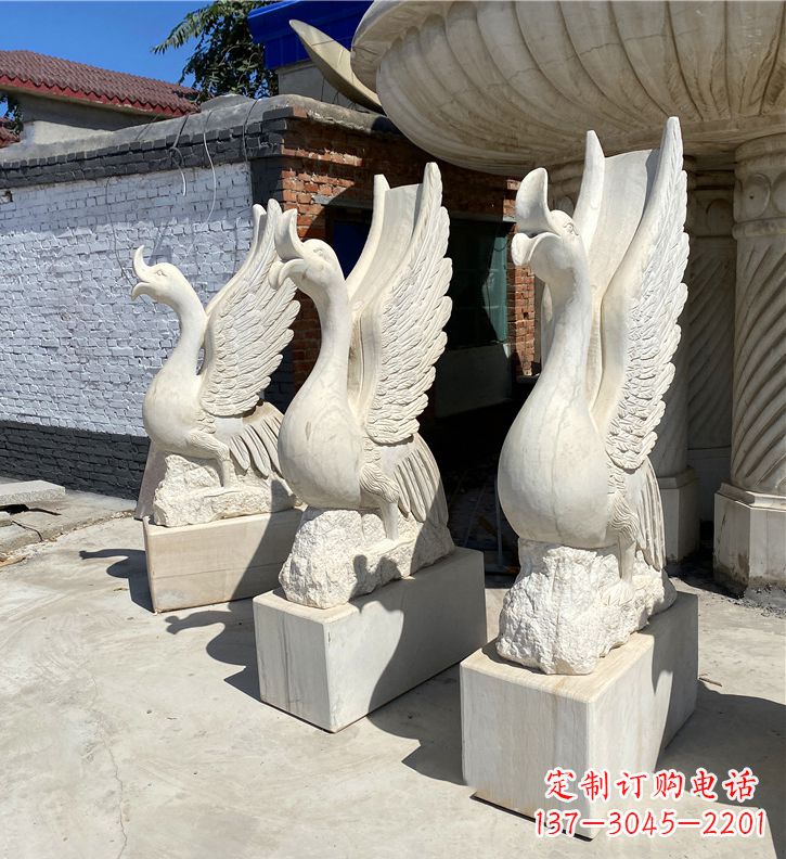 菏泽喷水天鹅大理石公园水景动物雕塑