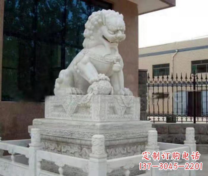 菏泽企业景观大理石狮子石雕 (10)